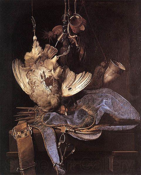 Aelst, Willem van Still Life with Hunting Equipment and Dead Birds Spain oil painting art